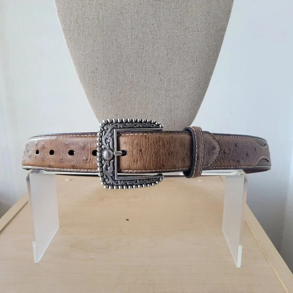 Western Style SILVER CROSS Men’s Genuine Leather Belt